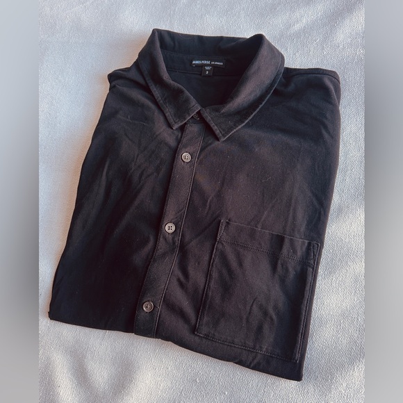 James Perse Other - JAMES PERSE Solid Cotton Full Button Down Black Shirt | Mens 3